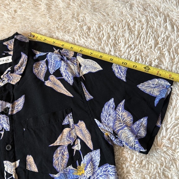 PacSun Hawaiian Shirt Mens Large Black Button Up Short Sleeve Floral Size S - Picture 6 of 11
